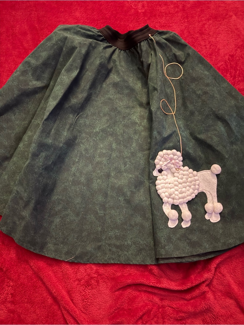 Green Skirt with Pink Poodle Appliqué